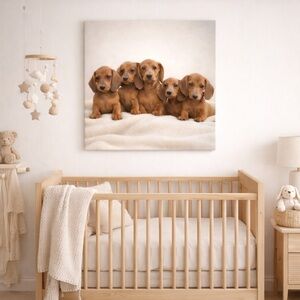 Dachshund Puppies Canvas Wall Art  Decor-16x16